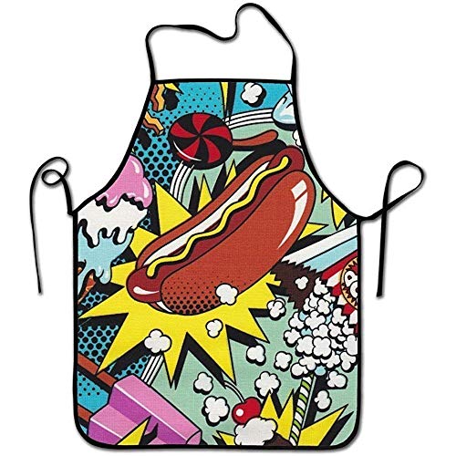 Yuanmeiju Adjustable Kitchen Chef Delantal-Hot Dog Ice Cream Commercial Men & Women Bib Delantal for Cooking, Baking, Crafting, Gardening, BBQ