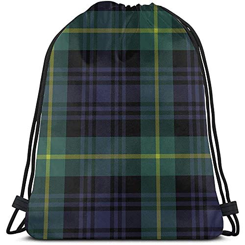 Yuanmeiju Saco de Gimnasia con cordón,Bolsa de cordón para Dibujar,Gordon Tartan Fabric Texture Plaid Pattern Bags Sport Party Girl String Pull Bag Sport Storage Bag For Gym,Outdoor,Travel