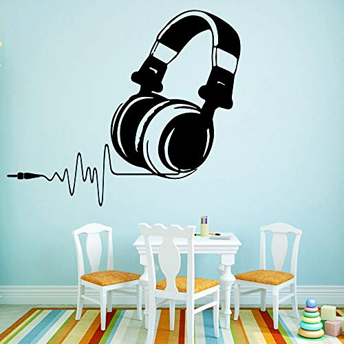 YuanMinglu Auriculares DIY música Vinilo Pegatinas de Pared decoración del hogar Pegatinas de Pared habitación de los niños Arte de la Pared calcomanías de Pared Negro M 30cmX35cm