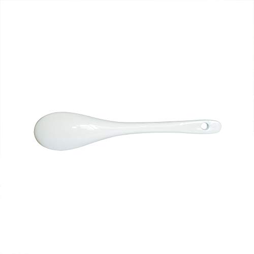 Yuauy 6 cucharas de porcelana para huevos, cucharas de cerámica, 5 pulgadas, café, postre, yogur, té lechoso