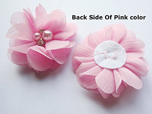 yycraft Pack de 20 piezas Gasa 2 "Flor Rhinestone perlas para manualidades, Gasa, rosa pastel, 2 pulgadas