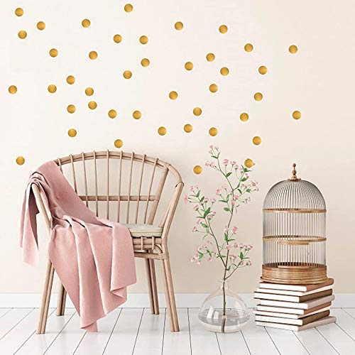 yyuezhi Puntos Adhesivos Dorados de Pared Autoadhesivos Vinilos Decorativos Círculo Dorado para Decoración de Habitaciones Infantiles Calcomanías Adhesivos de Pared Lunares Dorados 216pcs