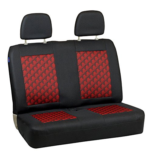 Zakschneider Fundas De Asiento para Citroen Jumpy - Conjunto De Fundas 1+2 - Color Premium Negro con Efecto 3D Rojo