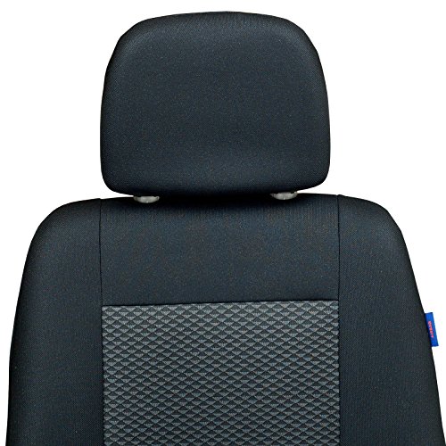 Zakschneider Fundas De Asiento para Peugeot Expert - Funda Delantera Sillón del Conductor - Color Premium Negro con Triángulos Grises