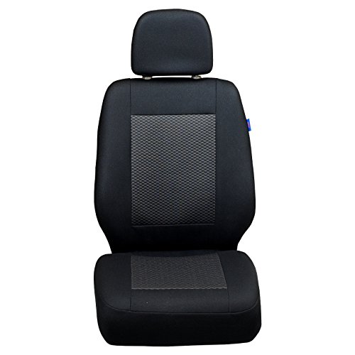 Zakschneider Fundas De Asiento para Peugeot Expert - Funda Delantera Sillón del Conductor - Color Premium Negro con Triángulos Grises