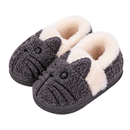 Zapatillas de Estar por Casa para Niñas Niños Invierno Zapatillas Interior Casa Caliente Pantuflas Suave Algodón Calentar Zapatilla Mujer Hombres Gris2 32-33 EU (Fabricante: 220)