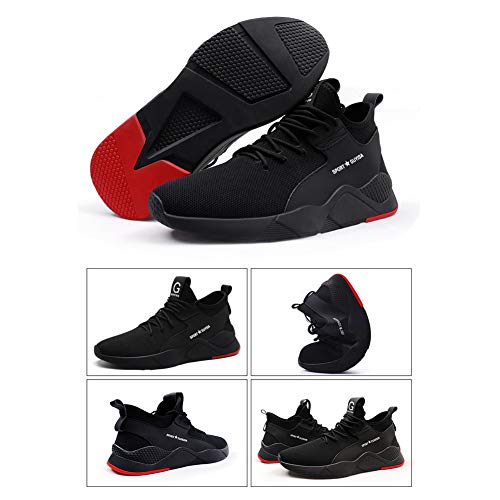 Zapatos Seguridad Hombre Ligeros s3 Calzado de Seguridad Mujer Transpirables Punta de Acero Zapatillas de Trabajo Negro 35