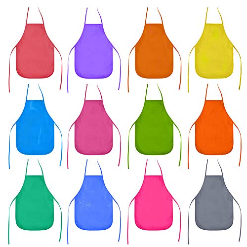 Zasiene Delantal Desechable 12 Piezas Delantales para niños Delantal Pintura Niños Delantales no-Tejidos Delantales Impermeable para Pintar para Cocina Barbacoa Pintar 33X48cm