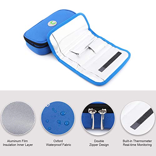 Zerodis - Estuche de Viaje para refrigerador de insulina, Organizador de diabéticos, Bolsa de refrigeración médica para Viajes al Aire Libre (Azul)