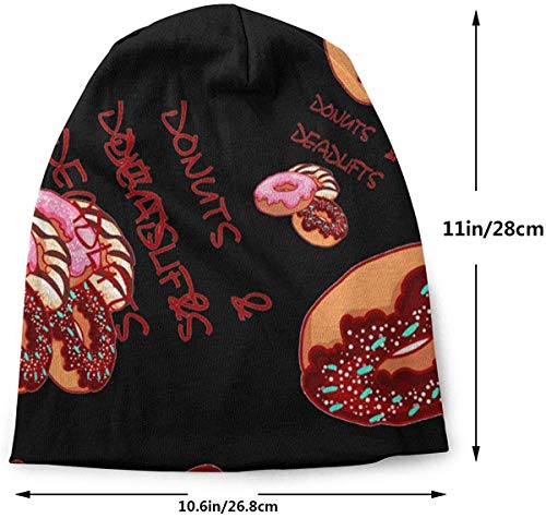 Zharkli Gift - Gorro de hip-hop para mujer y hombre, elástico, con diseño de calavera, donuts y peso muerto