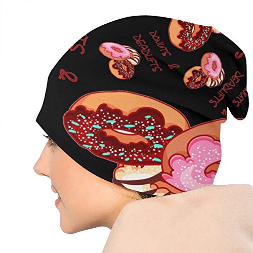 Zharkli Gift - Gorro de hip-hop para mujer y hombre, elástico, con diseño de calavera, donuts y peso muerto