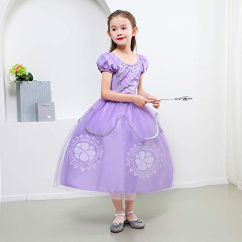 zhenlanshangmao Halloween Vestido de niños Sophia Princesa Vestido de Navidad Sofia Vestido 3-10 años de Edad (120（4-5Y）, Púrpura)