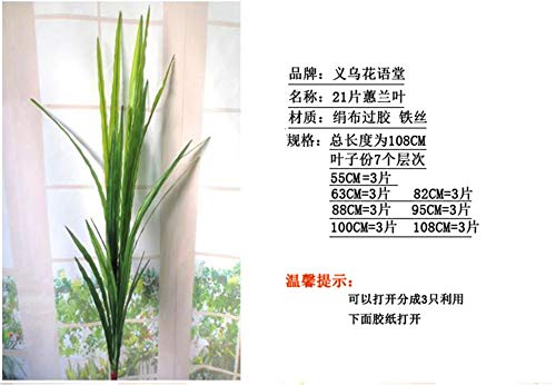 ZJJZH Flores Decorativas Artificiales Rama Grande sobre la gelatina simulación de Hojas de orquídeas 21 Piezas de Hojas de orquídeas decoración de Flores Falsas Planta arreglo Floral Hojas Verdes