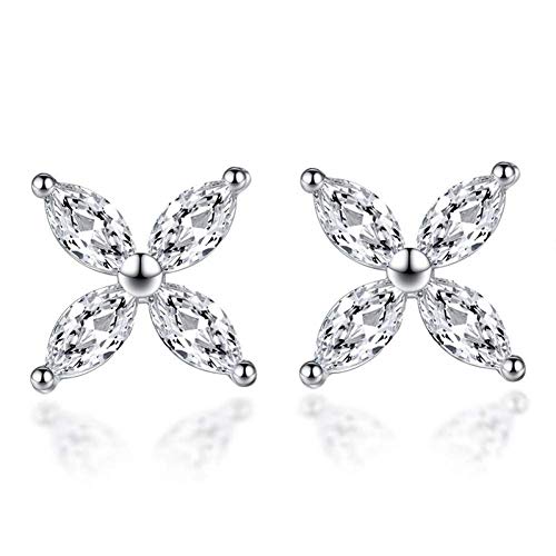 ZJL Simplicidad con Estilo 925 Pendiente Antialérgico de Plata Esterlina Cristal Brillante Flor de Hielo Señoras Stud Pendientes Joyería Venta Al por Mayor Envío de la GotaClaro