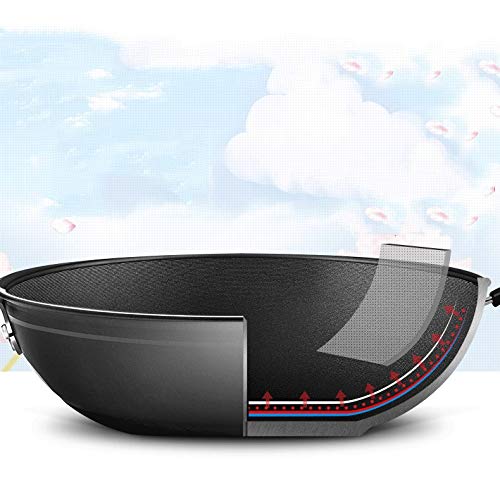 ZLDGYG Estufa de gas antiadherente sin humo wok for una gran casa de gas wok de 36 cm