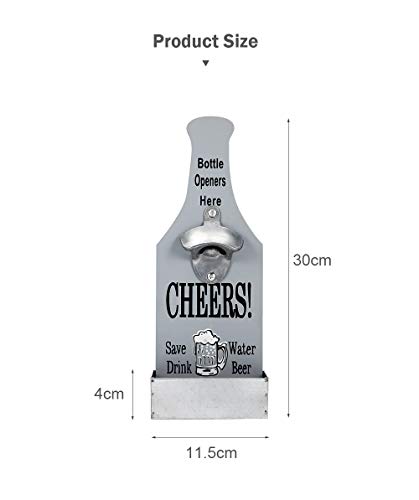 ZONSUSE Cerveza Soda Abrebotellas Vintage Montado de Pared Botellas,Sacacorchos,Abrelatas Colgante y Tenedor de la Tapa,Ideal Para Bares,Fiestas,Accesorios,Cocina Casera,Excelente Mejor Regalo (Gris)