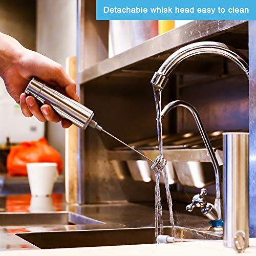 ZSLLO Batidora de leche eléctrica portátil de mano de acero inoxidable mezclador de leche para café batidor de huevo de chocolate bebidas licuadora con soporte globos (Color : Negro)