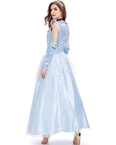 ZSM Roles de Halloween Cine y Televisión de la Mujer Princesa del Vestido de Cosplay Outfits Princesa Azul de la Reina de Gasa Vestido de la Falda del Vestido YMIK (Size : S)
