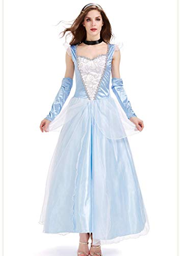 ZSM Roles de Halloween Cine y Televisión de la Mujer Princesa del Vestido de Cosplay Outfits Princesa Azul de la Reina de Gasa Vestido de la Falda del Vestido YMIK (Size : S)