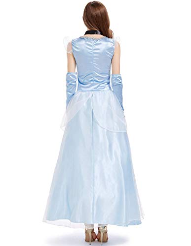 ZSM Roles de Halloween Cine y Televisión de la Mujer Princesa del Vestido de Cosplay Outfits Princesa Azul de la Reina de Gasa Vestido de la Falda del Vestido YMIK (Size : S)