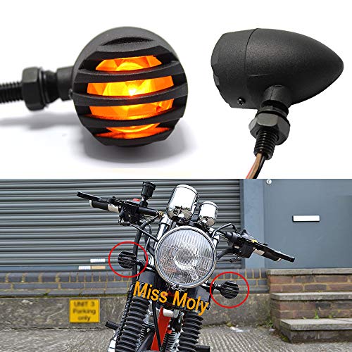 1 Par Moto Intermitentes Luz, 12V Indicador LED Luces para Cruiser Bobber Chopper (Ámbar)