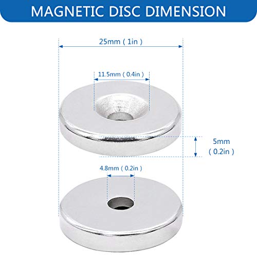 10 PCS Imanes de Tierra Potentes, Imanes Neodimio Fuertes con 10 Tornillos, Perfecto para Herramientas, Cocina, Bricolaje, Industria, 25MMX5MM