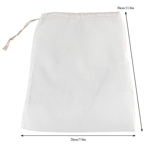 100 Mesh Food Grade Wine Filter Bag Reutilizable Home Brew Cerveza Fabricación Extra Fina Extracción Saco Mejor Filtrar Alimentos Tuerca Leche Necesidades Elaboración Cerveza(20x30cm)