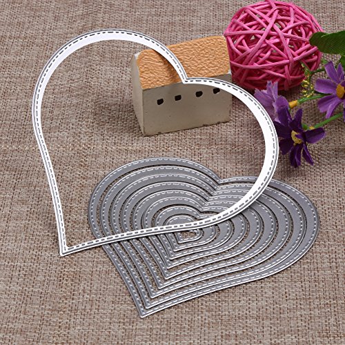 10pcs Corazón troquel de Metal con hilo de coser tarjeta de papel de troqueles de corte para DIY Scrapbooking álbum Decoración