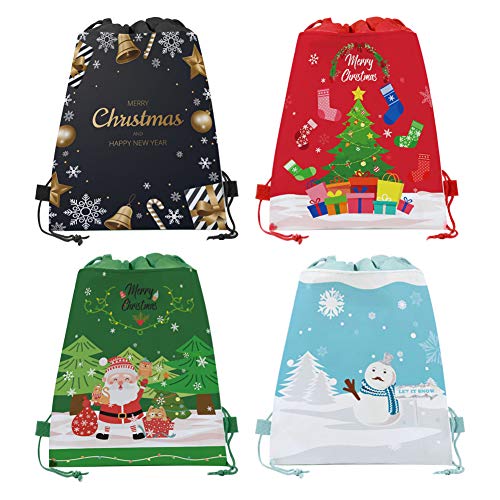 12Pz Bolsas Grandes de Regalo de Navidad con Cintas Mochila de regalo grande de Santa Sack Envoltura de Regalos Navidad Bolsas Suministros de fiesta de Navidad,Bolsas de regalo de Año Nuevo