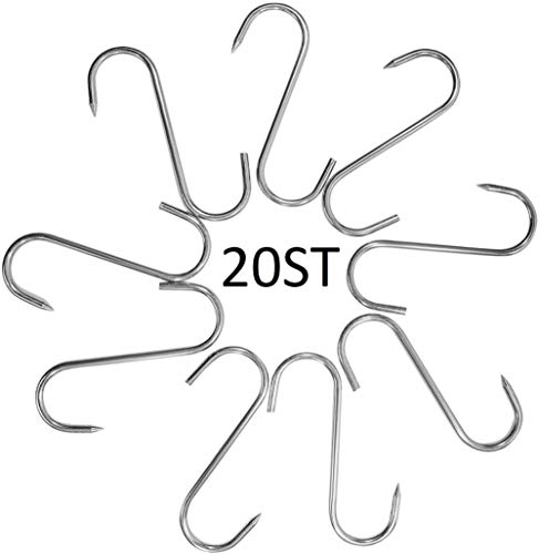 20 unidades Gancho de carnicero de acero inoxidable de primera calidad para colgar incienso Ganchos de carne con punta Scharfer adecuada para carnicería metzgerei para frío y calor (20 ST)
