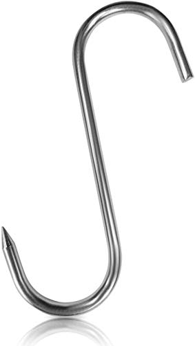 20 unidades Gancho de carnicero de acero inoxidable de primera calidad para colgar incienso Ganchos de carne con punta Scharfer adecuada para carnicería metzgerei para frío y calor (20 ST)