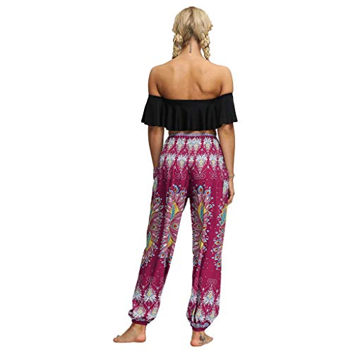 2019 Mujeres Hombres Pantalones Yogurt Mujeres Hippi Casual Holgados Mode De Marca Bagg BOH Aladdi Haremshos Helli Fashion 2019 Ropa De Mujer (Color : B Weinrot, Size : Size)
