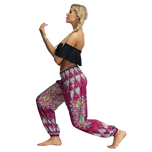 2019 Mujeres Hombres Pantalones Yogurt Mujeres Hippi Casual Holgados Mode De Marca Bagg BOH Aladdi Haremshos Helli Fashion 2019 Ropa De Mujer (Color : B Weinrot, Size : Size)