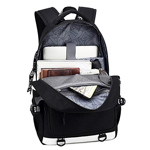 2020 Nuevo Chihiro Mochila Mochila Bookbag Ordenador portátil del Bolso de Escuela con el Puerto de Carga USB (Color : Black)