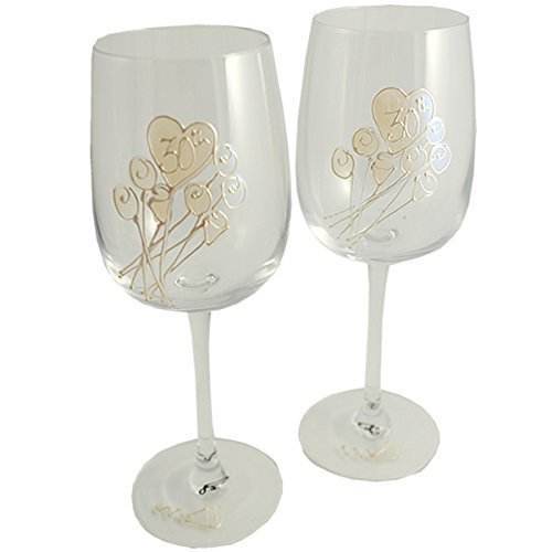 30th Perla Copas de Vino de Aniversario Boda (Funda)