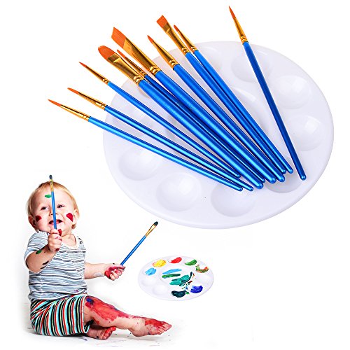 50 pinceles de pintura con 12 bandejas de palé de pintura para niños y adultos para crear pintura artística