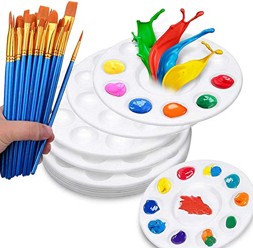 50 pinceles de pintura con 12 bandejas de palé de pintura para niños y adultos para crear pintura artística