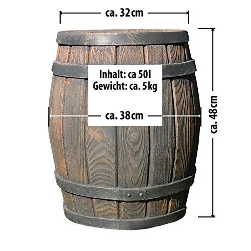 50l Barril DE Lluvia - TONEL Agua - DEPÓSITO Agua DE Lluvia imitación de Madera auténtica - CONTENEDOR de Agua - Tanque DE Agua - Barril para Agua de Lluvia