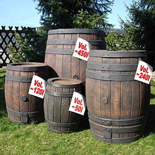 50l Barril DE Lluvia - TONEL Agua - DEPÓSITO Agua DE Lluvia imitación de Madera auténtica - CONTENEDOR de Agua - Tanque DE Agua - Barril para Agua de Lluvia
