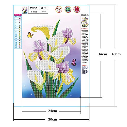 5D diamond painting full drill,punto de cruz diamante Lirio de cala,kit diamantes 5d,cristal Full Diamond Rhinestone pintura por número manualidades decoración de la pared para 30x40cm