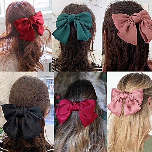6 piezas grandes pinzas para el cabello con lazo de cinta de raso accesorios para el cabello para mujeres niñas y damas