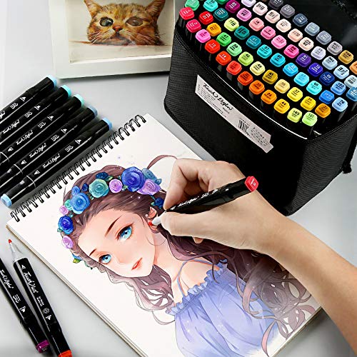 80 Color Rotuladores Artísticos Arte dibujo Doble Amplia Marcador Punta Fina de Gráfico se Puede Pintar Para los Niños, Dibujar Bocetos Artísticos, Colores y Subrayados
