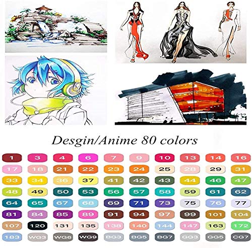80 Color Rotuladores Artísticos Arte dibujo Doble Amplia Marcador Punta Fina de Gráfico se Puede Pintar Para los Niños, Dibujar Bocetos Artísticos, Colores y Subrayados