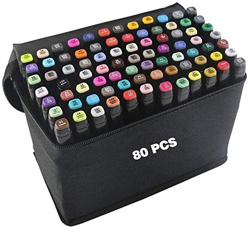 80 Color Rotuladores Artísticos Arte dibujo Doble Amplia Marcador Punta Fina de Gráfico se Puede Pintar Para los Niños, Dibujar Bocetos Artísticos, Colores y Subrayados