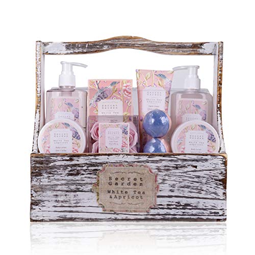 Accentra Secret Garden - Set de regalo de baño y ducha con té blanco y aroma de albaricoque (8 piezas)
