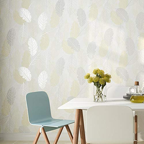 ACCEY Estilo nórdico moderno minimalista fresco gris claro hojas verdes papel tapiz cálido dormitorio sala de estar fondo papel de pared-Rosa pálido_Solo fondo de pantalla