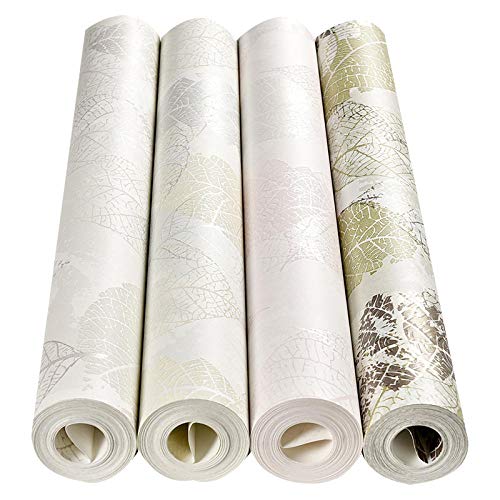 ACCEY Estilo nórdico moderno minimalista fresco gris claro hojas verdes papel tapiz cálido dormitorio sala de estar fondo papel de pared-Rosa pálido_Solo fondo de pantalla