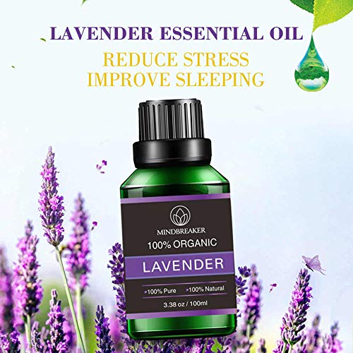 Aceite Esencial de Lavanda Orgánica, Aceites Perfumados de Aromaterapia Orgánica Aceites Esenciales 100% Puros Terapéuticos de Grado Premium - Botellas (100 ml)