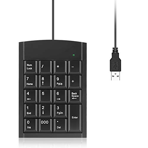 Achort Mini Teclado USB USB con Cable Teclado numérico Adaptador de Teclado 19 Teclas para computadora portátil Ordenador Computadoras de Escritorio, Laptop