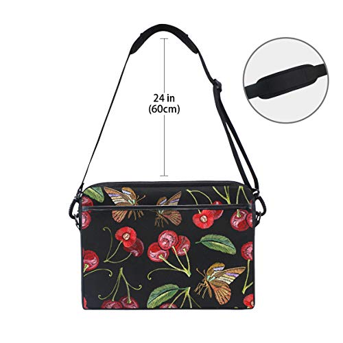 Ahomy - Bolsa para ordenador portátil de 14 a 14,5 pulgadas, diseño de insectos cereza de tela de lona para ordenador portátil, bolso de negocios con correa para el hombro para mujeres y hombres